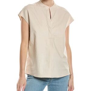Vince Beige Linen Popover Top